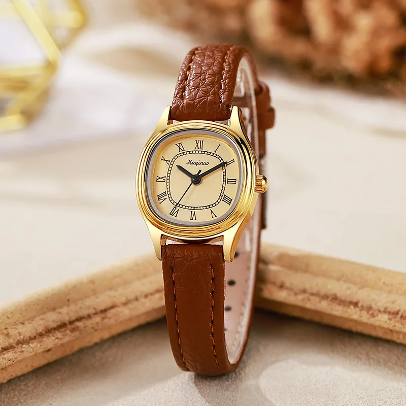 

Винтажные римские часы, изысканные маленькие овальные студенческие часы, модные кварцевые наручные часы с кожаным ремешком, женские подарочные часы, дропшиппинг