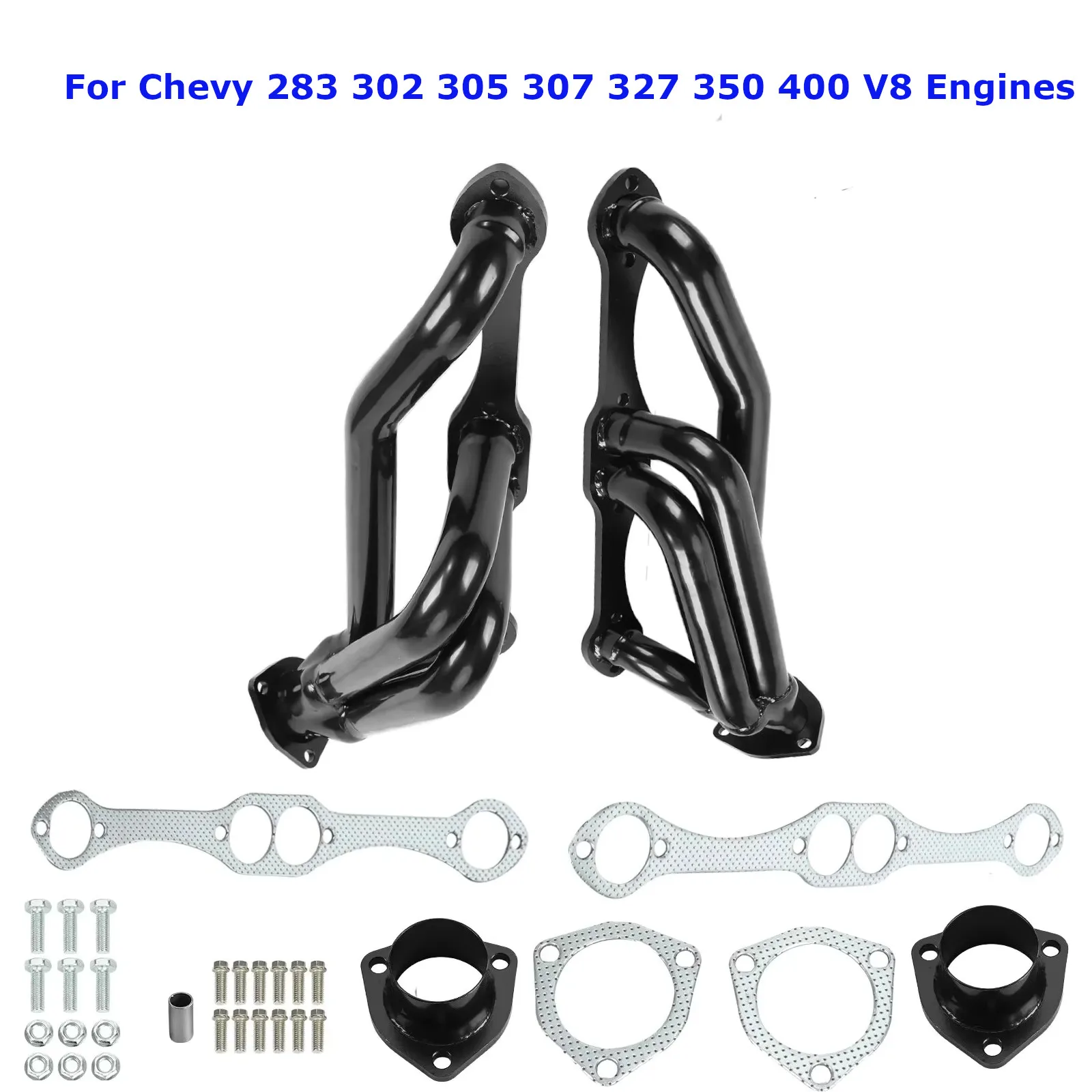 Modificação atualização cabeçalhos de escape preto para bloco pequeno chevy chevelle blazer camaro nova s10 s15 283 302 350 v8 motor