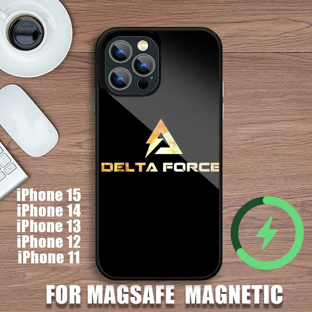 Game D-Delta Force Hawk Ops Phone Case For iPhone 11 12 13 14 15 Plus Pro Max Charging Magsafe Magnetic Wireless Cover