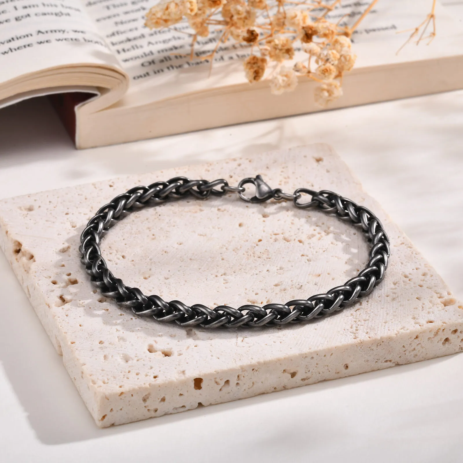 Браслет-цепочка Vnox мужской круглый, из нержавеющей стали