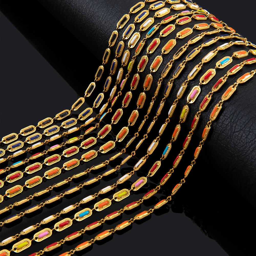 

1Meter Stainless Steel Enamel Oval Chain Oil Drip Chain For DIY Necklace Bracelet Jewelry Making Chains Bulk Accessories Crafts