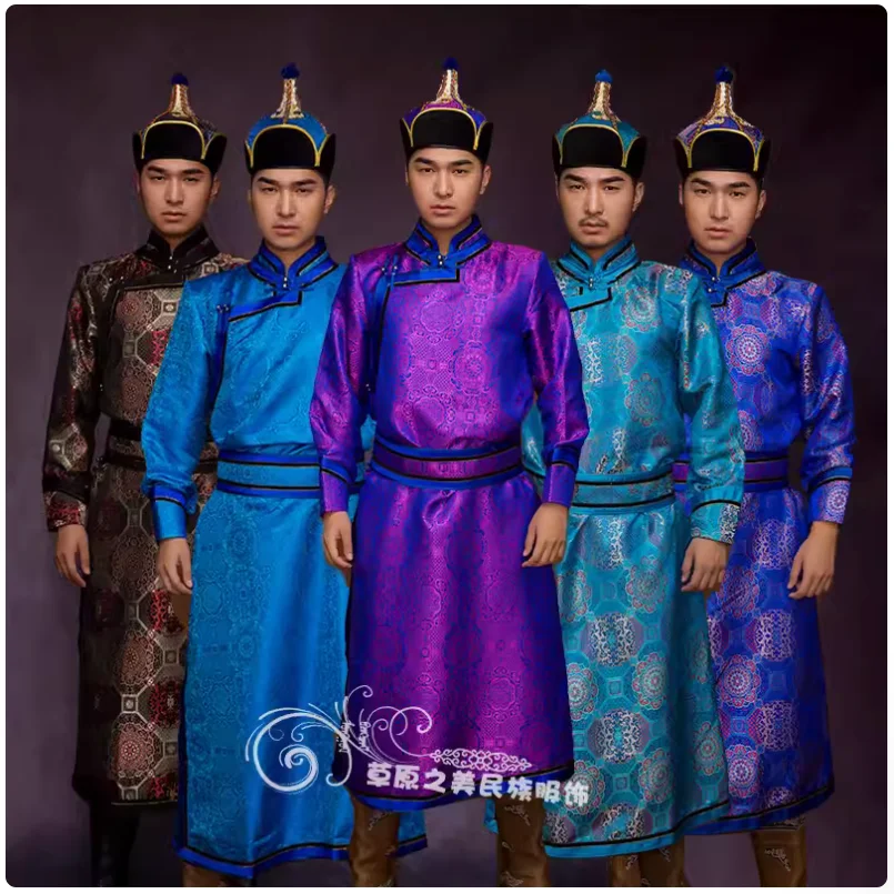 

Grassland Mongolian Robe Satin Ethnic Clothing Men's Daily Life Clothing