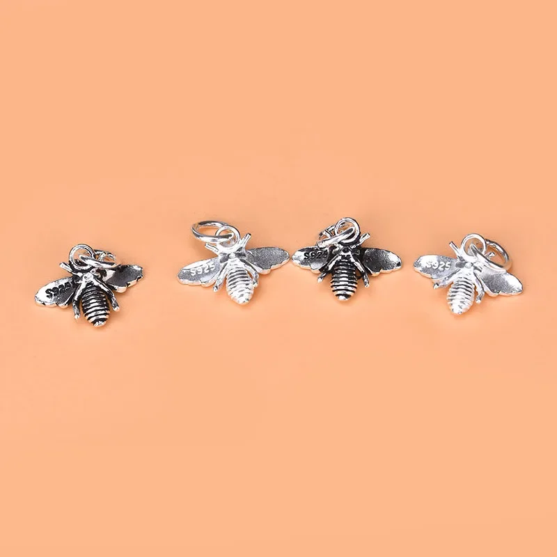 925 sterling silver Vintage Bee Pendant Handmade DIY necklace bracelet accessory view 6
