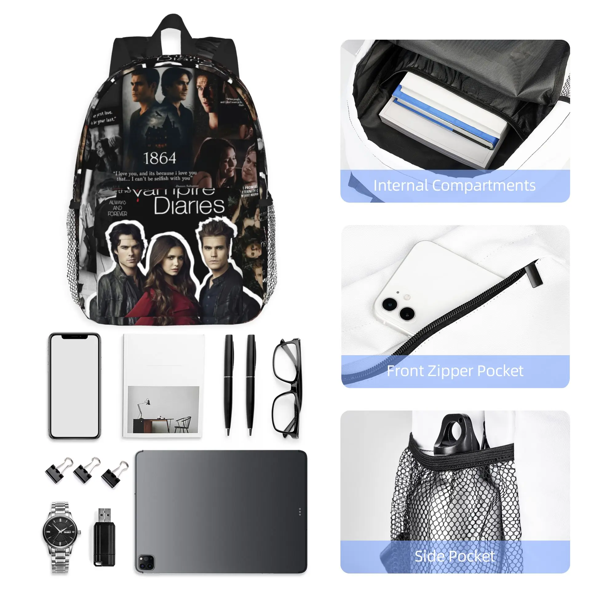 The Vampire Diaries Backpack Hot Sale Daypack Large Capacity Boys Girls BookBag Shoulder Bags for Men Women School Bag