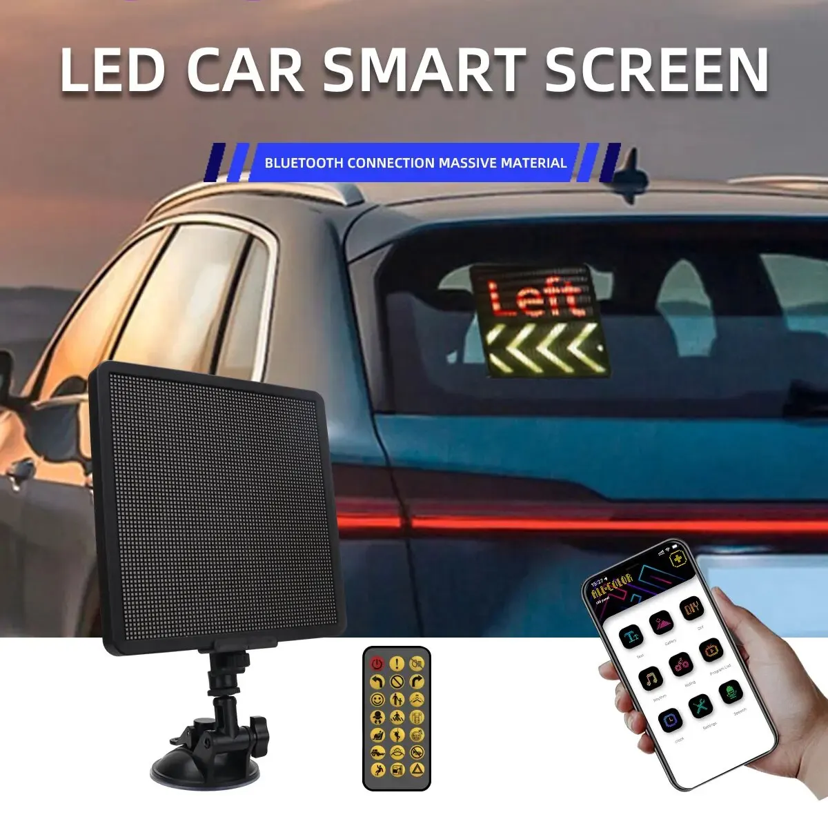 Tanda LED mobil DIY, LED pintar aplikasi ponsel matriks lampu Panel piksel tampilan kaca depan dekorasi otomatis