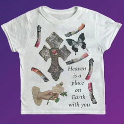Summer  Y2k Style Clothes Harajuku Print Grunge Short Tops Women's 90s T-Shirts Fashion Goth Baby Tees Crop Tops 2000s Emo Girls