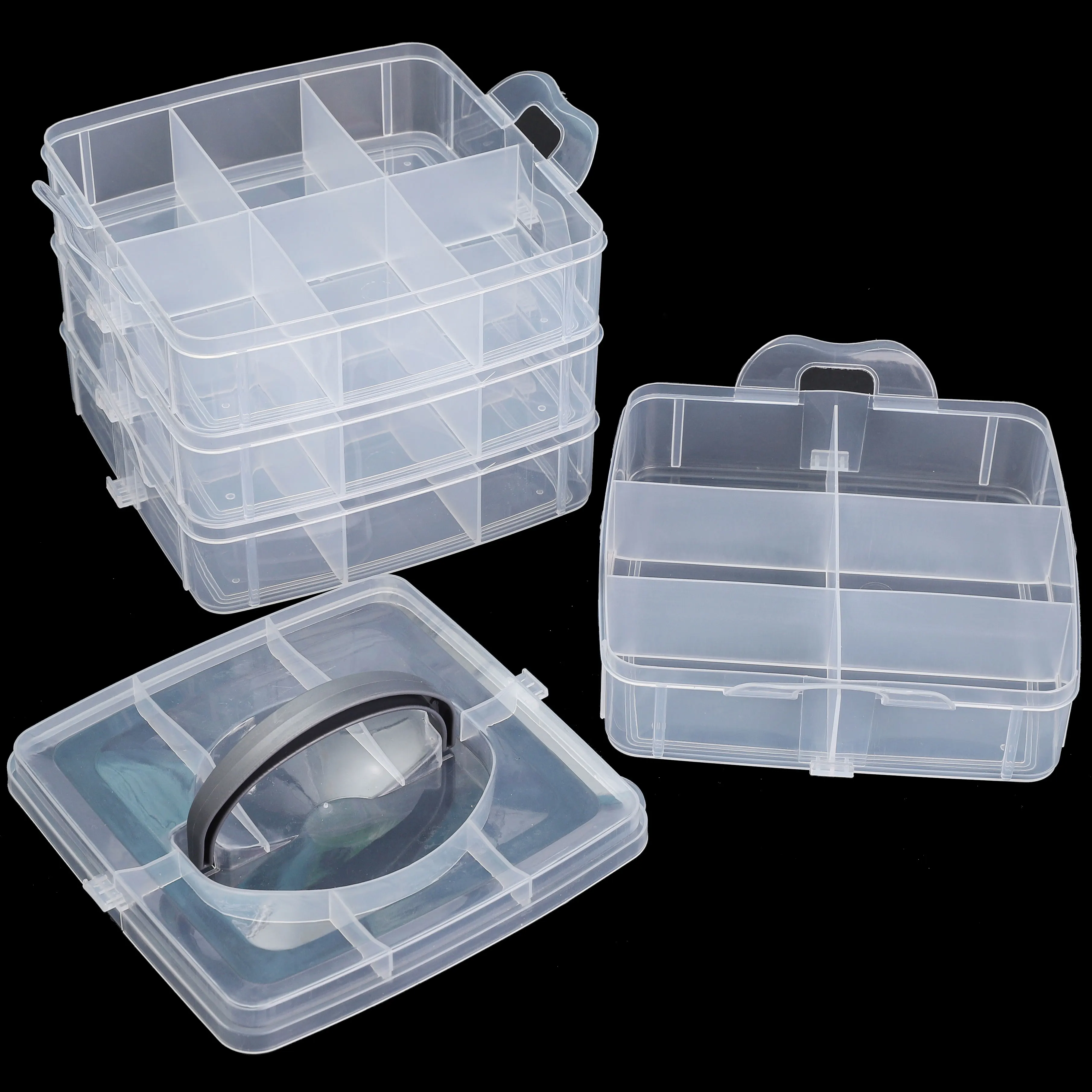 3/4/5 Layers Adjustable Clear Plastic Compartment Storage Box Jewelry Organizer Box for Beads Jewelry Accessories Fuse Beads