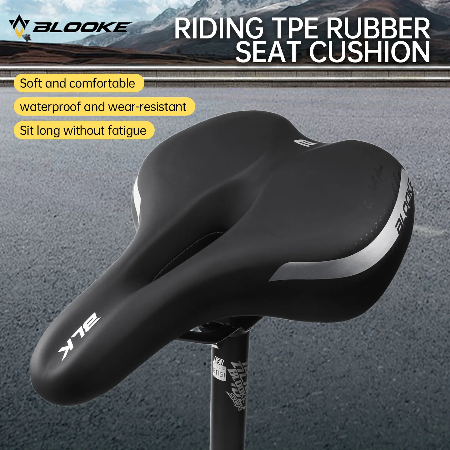 BLOOKE Thickened Memory Foam Bike Seat Cover Slow-Rebound Comfortable Saddle for Mountain & Road Cycling