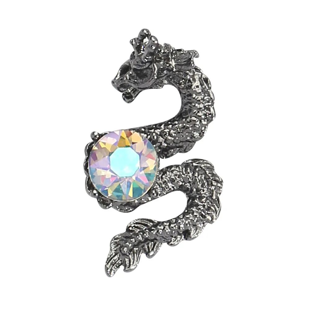 Vintage Chinese Dragon Inlaid with Diamonds Nail Jewellery Alloy Metal Nail Drill Cartoon Relief DIY Accessories Nail Charm Tool