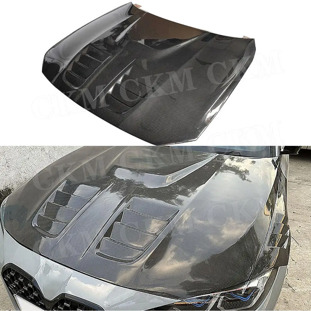 

Carbon Fiber Car Front Hood Cover Bumper Engine Bonnet Decoration Trims for BMW 3 4 Series G80 M3 G82 G83 M4 2021+ FRP Accessory