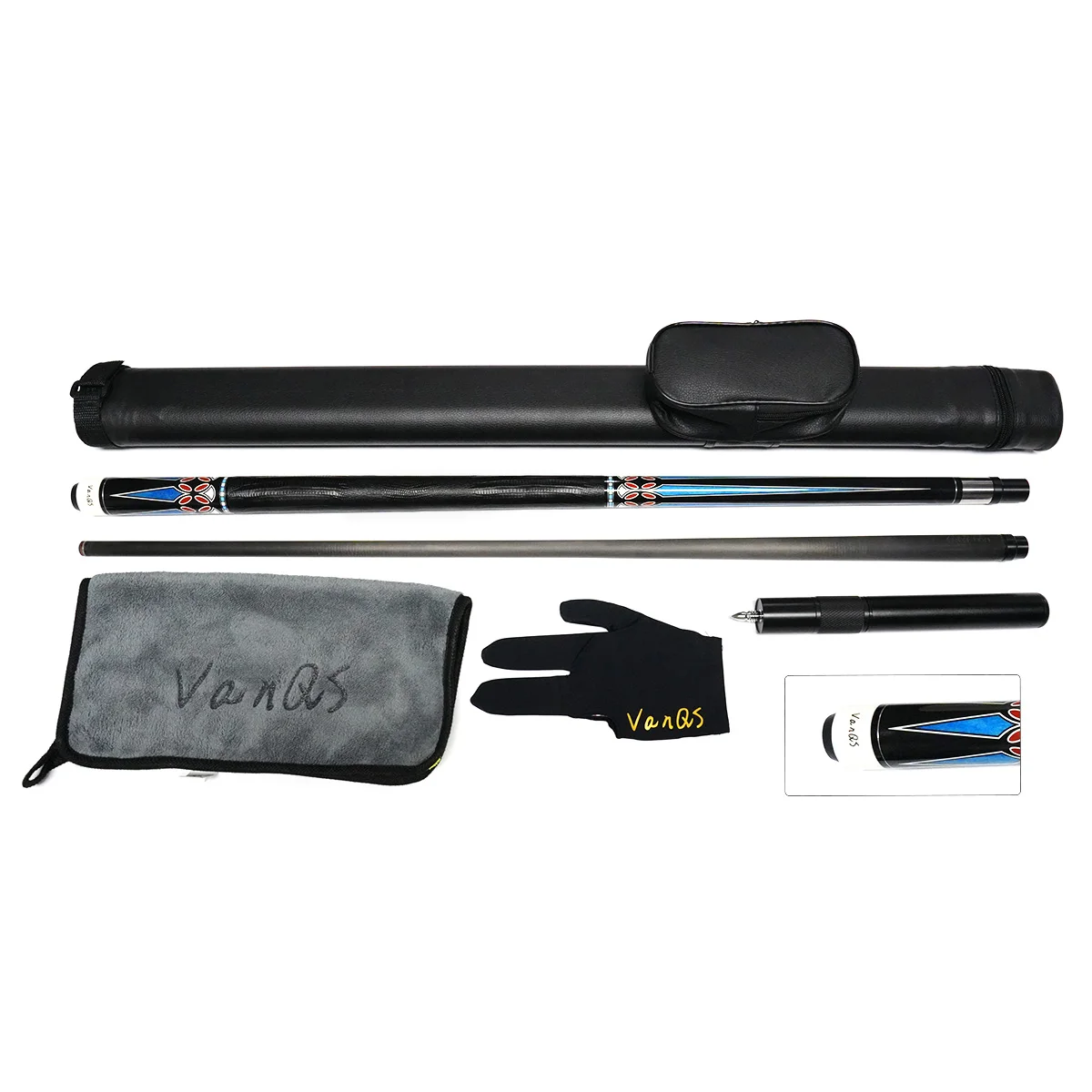 Unilock Billiard Carbon Fiber Pool Cue Christmas gift Kit With Leather Grip And Extension+bag+glove+cleaning Towel