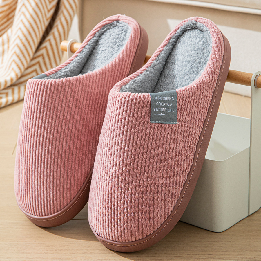  Women's Thick-Soled Soft-Soled Household Slippers Household Plush Slippers Non-Slip Warm Slippers Indoor Winter 