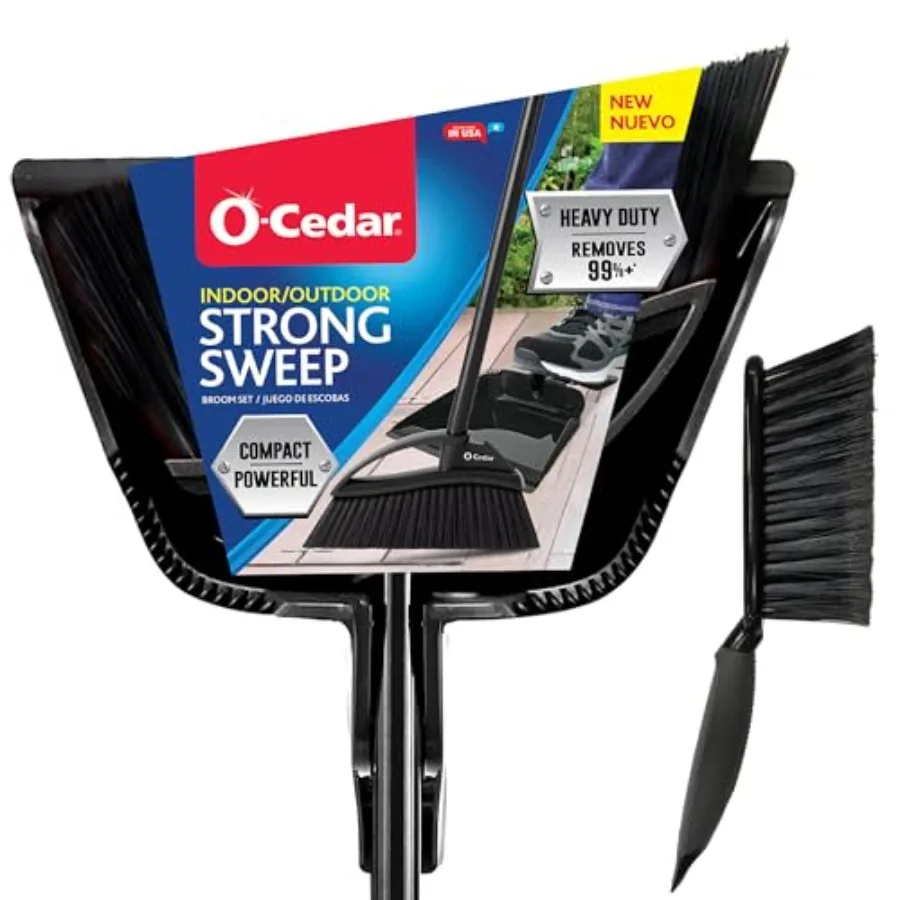 

Набор для уборки: метла и щетка для дома и улицы с прочными щетинками, удаляющими 99% пыли и грязи за один проход, с функцией подметания ногой.