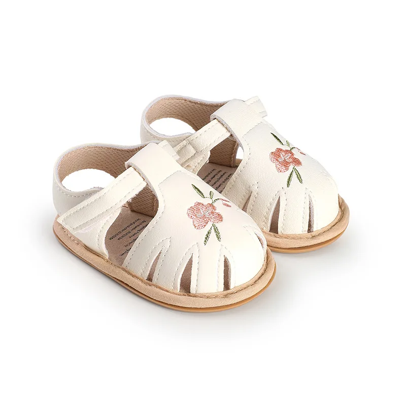 Baby Girls Sandals 2026 Summer Embroidered Soft Sole Infant Sandals Lightweight Toddler First Walkers Baby Girls 3-9 Months Old