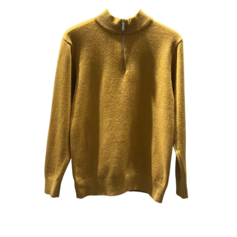 Cappotto maglione con mezza zip autunno inverno da uomo di fascia alta Slim Fit Colletto alla coreana Top lavorato a maglia Pullover Capispalla elegante per uomo di grandi dimensioni