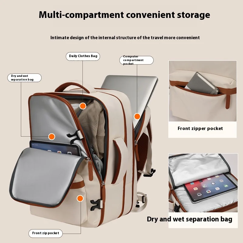 حقيبة ظهر للسفر سعة 40 لترًا، حقيبة ظهر للسفر والتنقل للكمبيوتر المحمول للأعمال، مناسبة لأجهزة الكمبيوتر المحمولة مقاس 15.6/17.3 بوصة #5