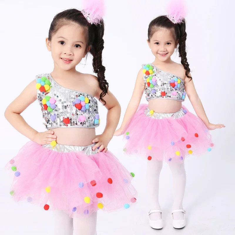 Children's Dance Stage Costume for Girls Modern Kids Jazz Dance Costumes Sequin Clothes for Salsa Contemporary Dance Costumes