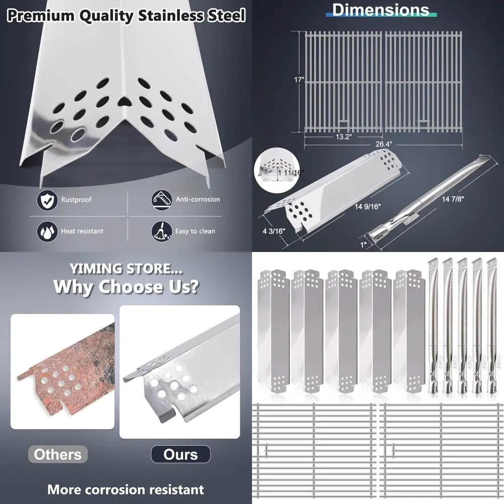 

Nexgrill 5 & 4 Burner Grills: 17 Cooking Grates, Heat Shields, Burner Tubes - Home Depot Compatible Parts