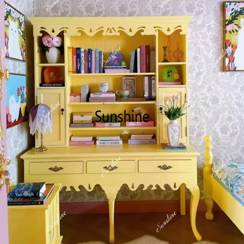 French retro solid wood cabinet classical writing table/simple modern drawer decoration