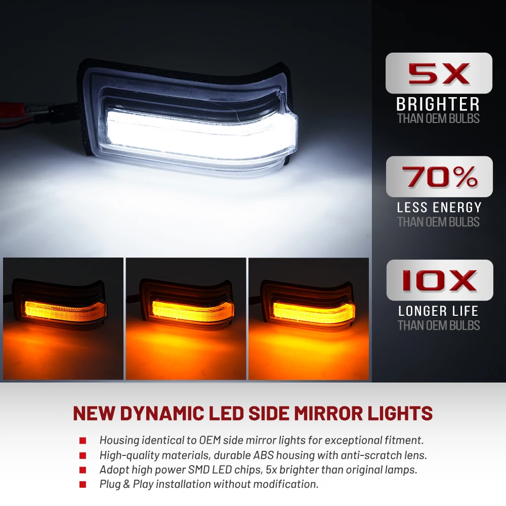 For Ford F-150 Raptor Lightning 2021-2026 Rearview Mirror Turn Signal Light Spot Light 2-in-1 LED Upgrade