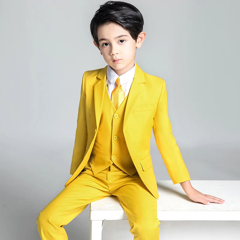 

Flower Boys Formal Wedding Suit Set Children Party Host Costume Little Kids Blazer Pants Clothing Sets School uniform 5Pieces