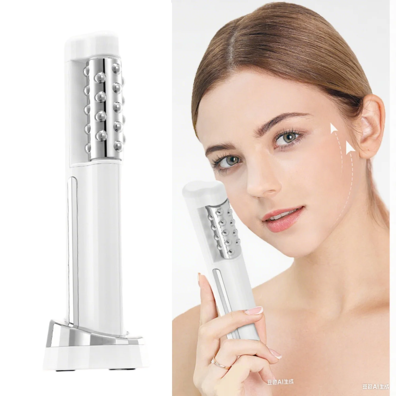 New Heating Roller Facial Device, EMS Vibration Massage Skin Tightening Rotating Microcurrent Facial Massager For Skin Lifting