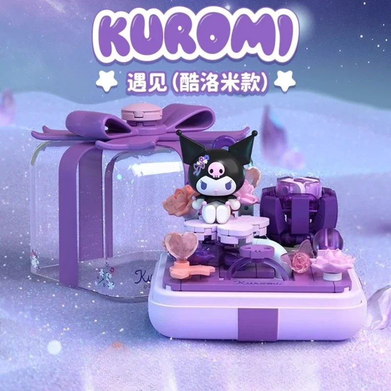 Sanrio Building Blocks HelloKitty Kuromi Blind Box Assembly Cartoon Anime Assembly Toy Ornament Birthday Cute Girl Gift