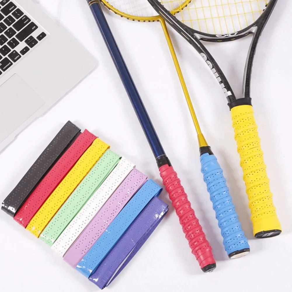 PU Badminton Racket Grip Tape Sweat Absorbent Perforated Replacement Overgrip Raised Ribbed Anti Slip Badminton Overgrip