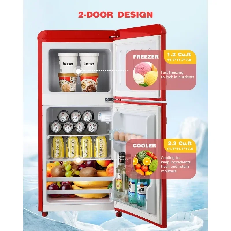 EUASOO piccolo frigorifero con congelatore, dimensioni compatte, termostato regolabile, adatto per Garage, dormitorio, camera da letto