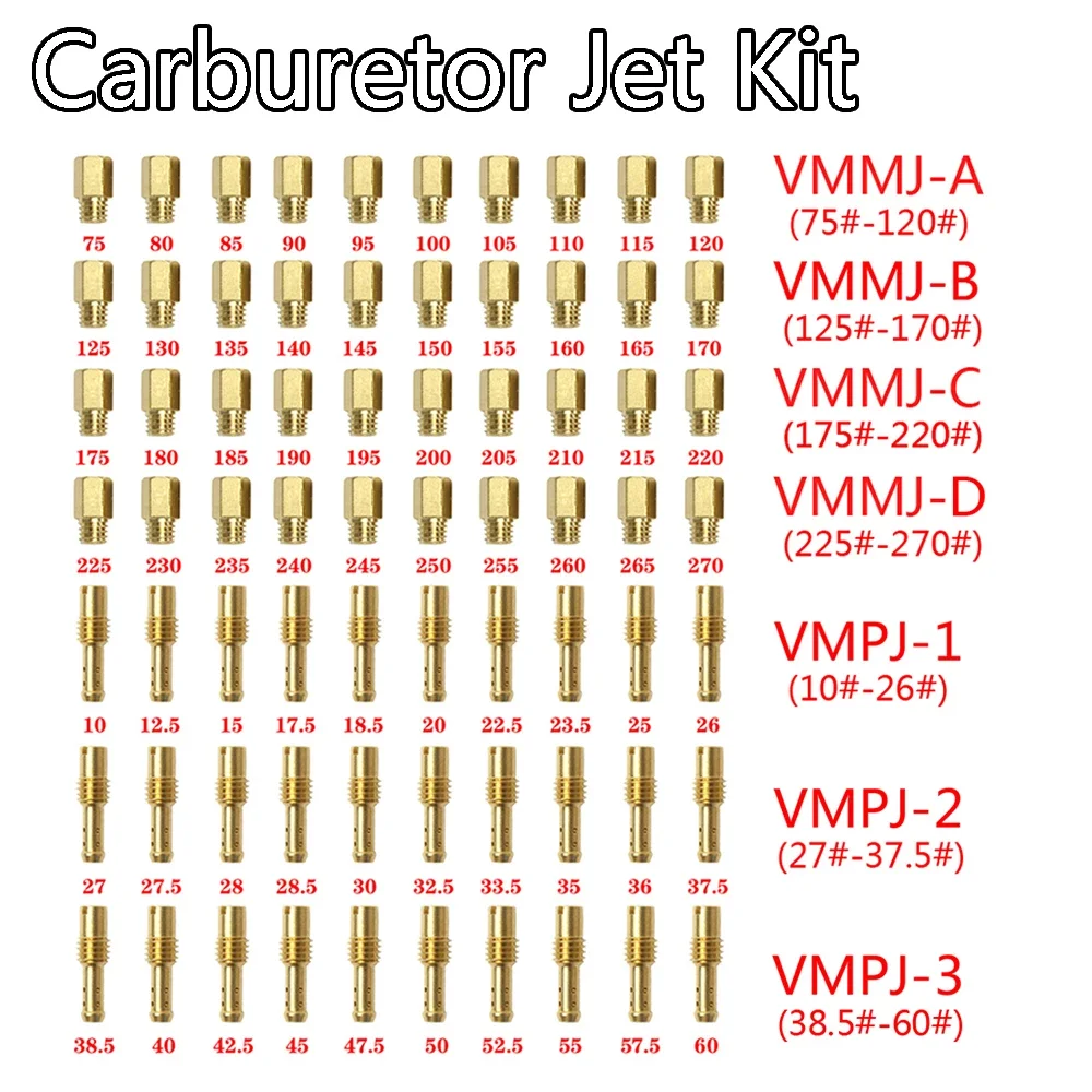10pcs Lot Motorcycle Carburetor Hex Main Type Idle Pilot Jet Jets for VM TM TMX AX100 DT125 Y110 Carburetor