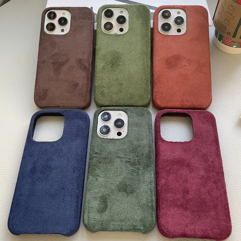 

Phone Cover For iPhone 13 12 Pro Max Turning Fur Alcantara Anti-fall Anti-fingerprint Case