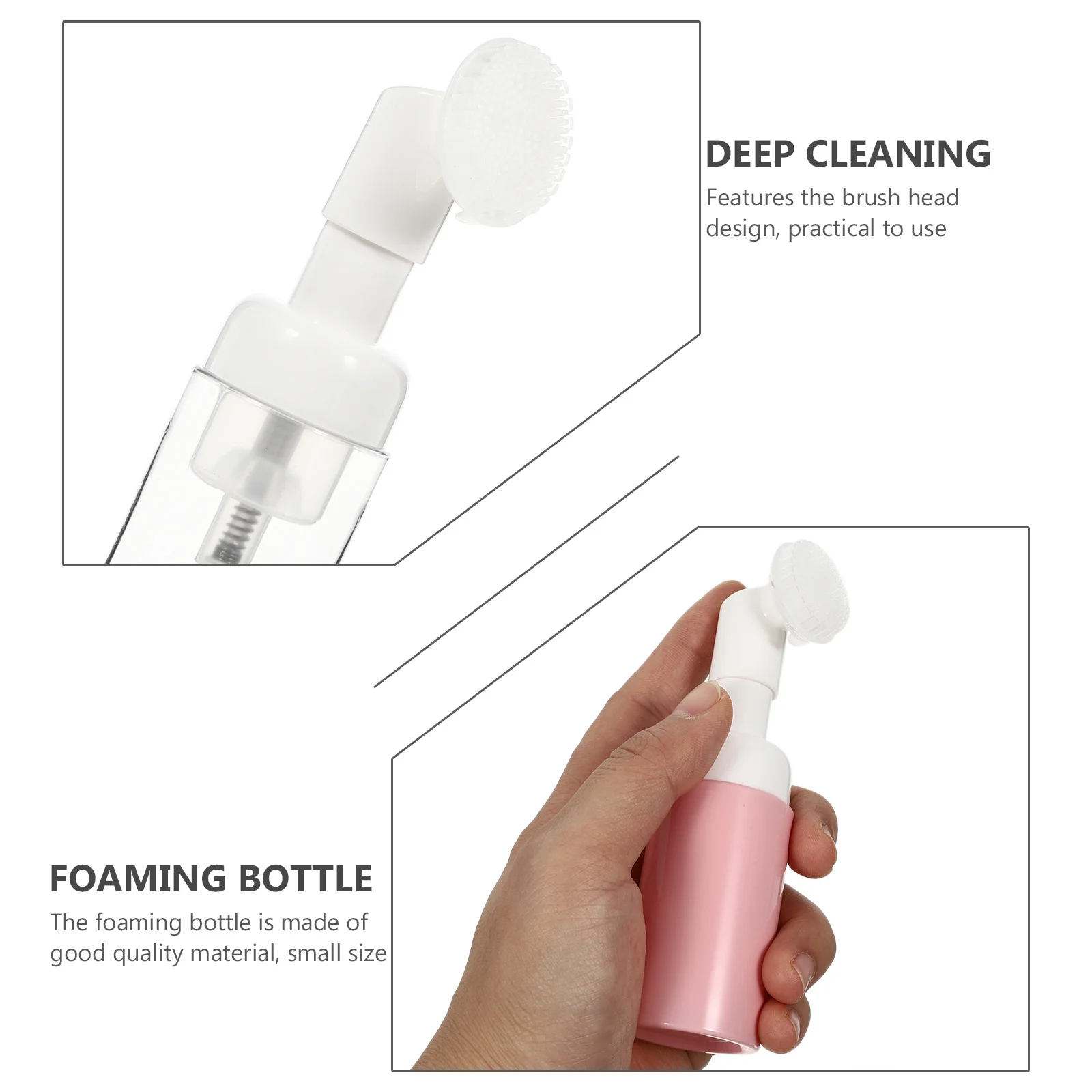 

3pcs Foam Bottle With Brush Brush Head Foaming Dispenser Travel Cosmetics Sub Bottle Refillable Liquid Container For Shampoo