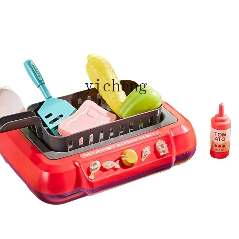 

Tqh Children's Kitchen Toys Girls Playing House Cooking Simulation Color Changing Kitchenware Suit