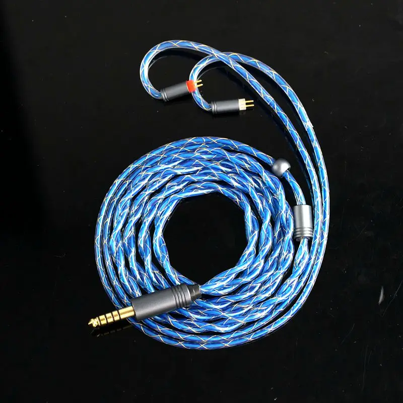 XINHS S32 Kabel Earphone HIFI Lapis Perak Tembaga Kristal Tunggal Malaikat Biru 2-Core