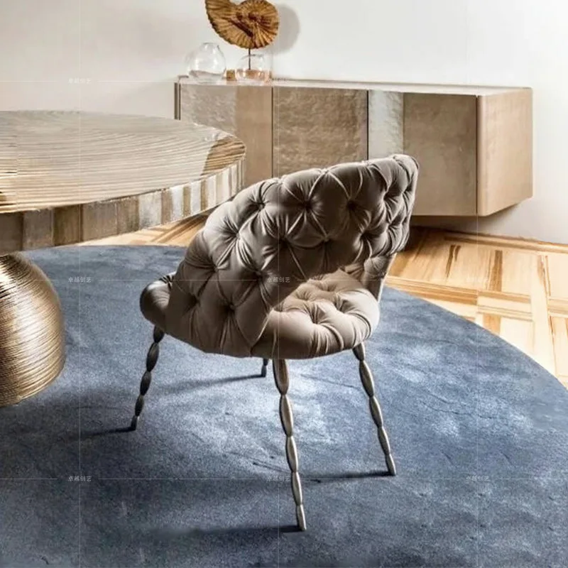 

Italian leather dining chair light luxury high-end designer negotiation chair