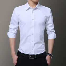 5Colors New White Shirt Slim Solid Color Long-sleeved Shirt Business Formal Casual Shirt Men's Brand Classic Plus Size 8XL