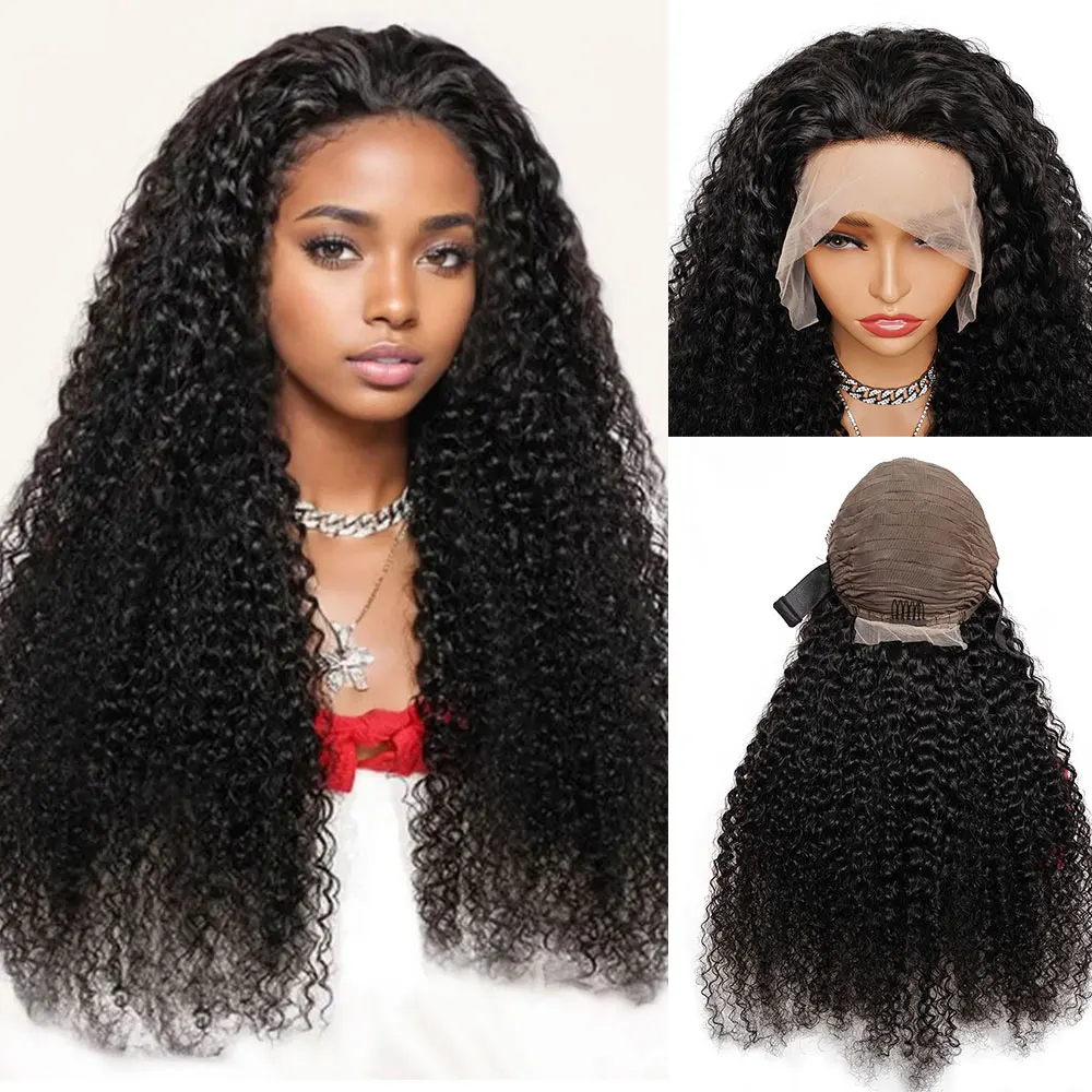 

13*4 Lace Front Wig Human Hair Deep Wave 300% Density Transparent Jerry Curly Lace Frontal Wig Human hair Pre Plucked