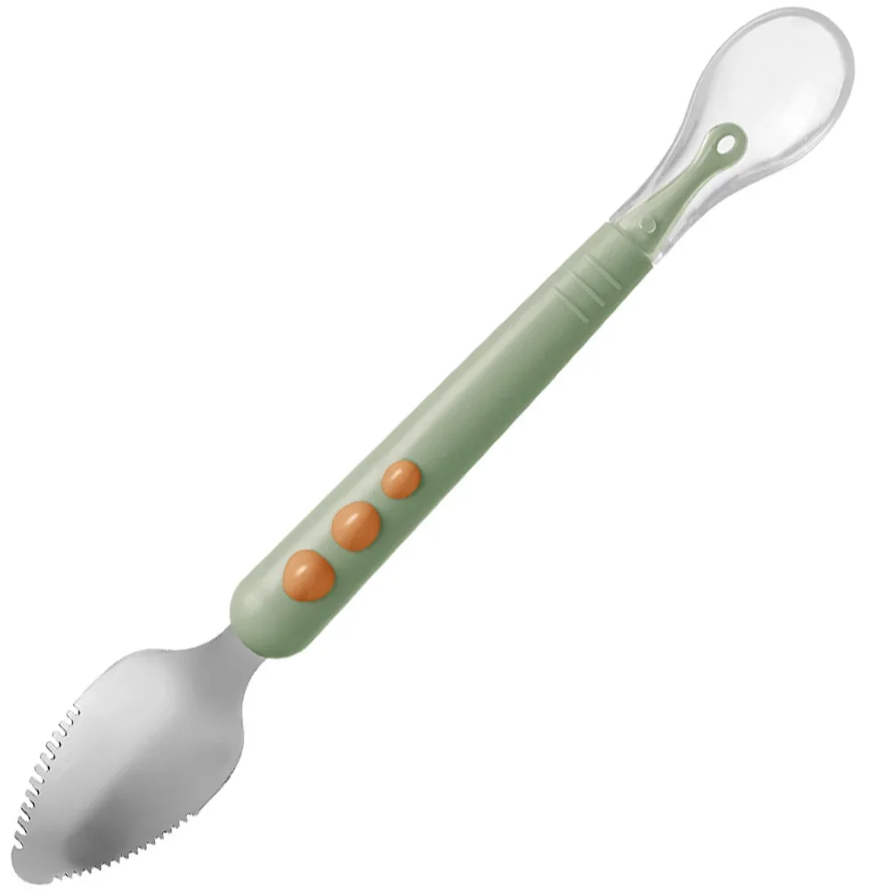 Grattoir à fruits Pu123 Cuillère à gratter pour bébé, fournitures d'alimentation pour bébé à double tête Distributeur de nourriture Cuillères en silicone