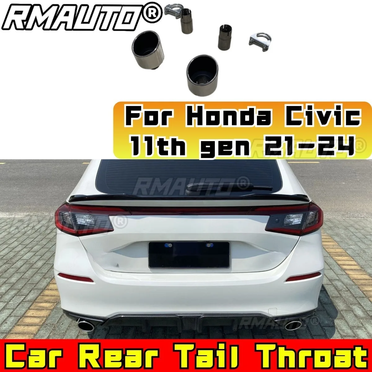 

Car Tail Throat Stainless Steel Double Outlet For Honda Hatchback Civic 11th gen 2021-2024 Rear Tail Throat Liner