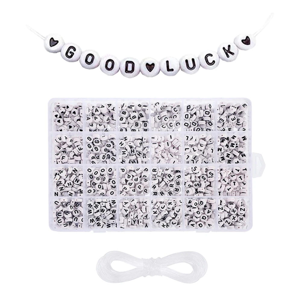 

Small Acrylic Letter Beads Set for DIY Jewelry Bracelets Making Includes Bracelet String Needle Ideal for Crafting Alphabet