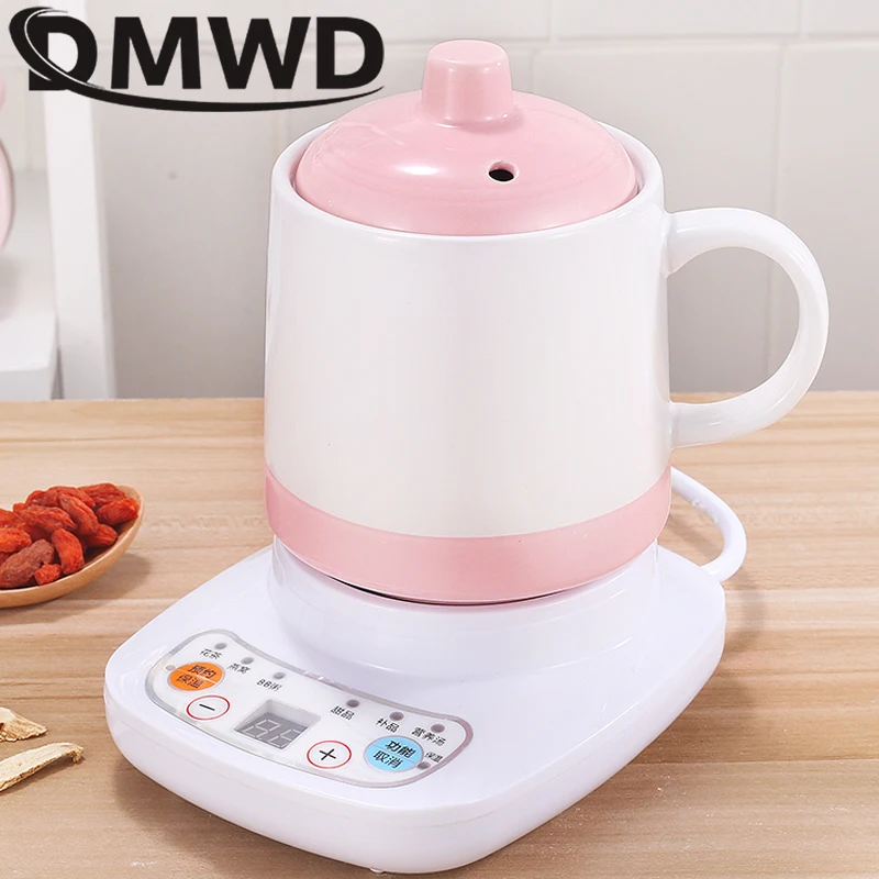 Mini hervidor térmico eléctrico de cerámica, taza de calentamiento de agua, olla de cocina lenta, olla de salud, fideos, gachas, estofado, tetera de comida para bebés, 110V