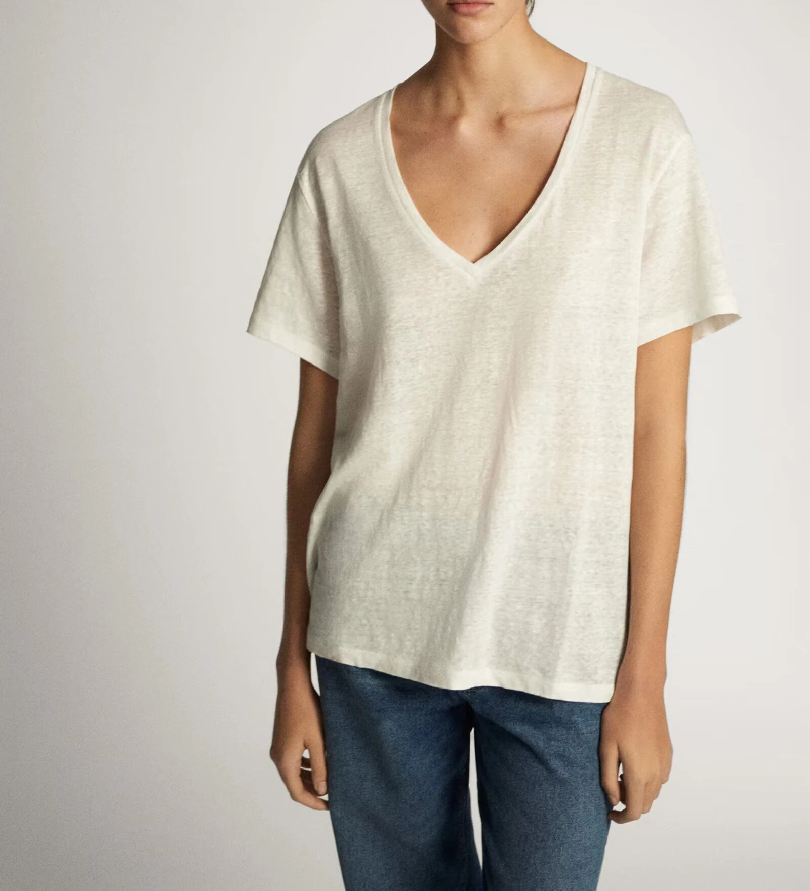 Casual V-neck Mixed Fiber Loose Fit Commute Ready T-shirt New Arrival MD Women's Fashion Summer Thin Short Sleeve Top