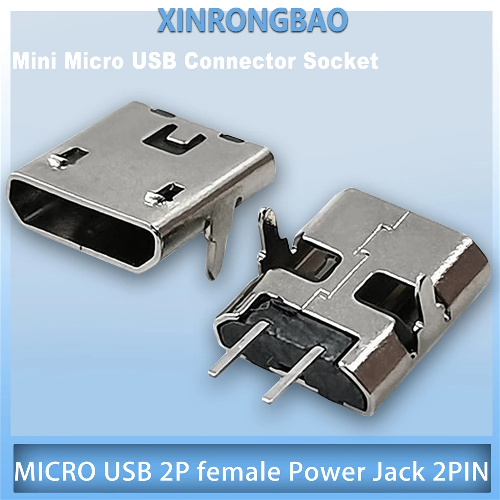 

1000pcs MICRO USB 2P female Power Jack 2PIN V8 Android phone plug two-pin charging port 2-pin Mini Micro USB Connector Socket