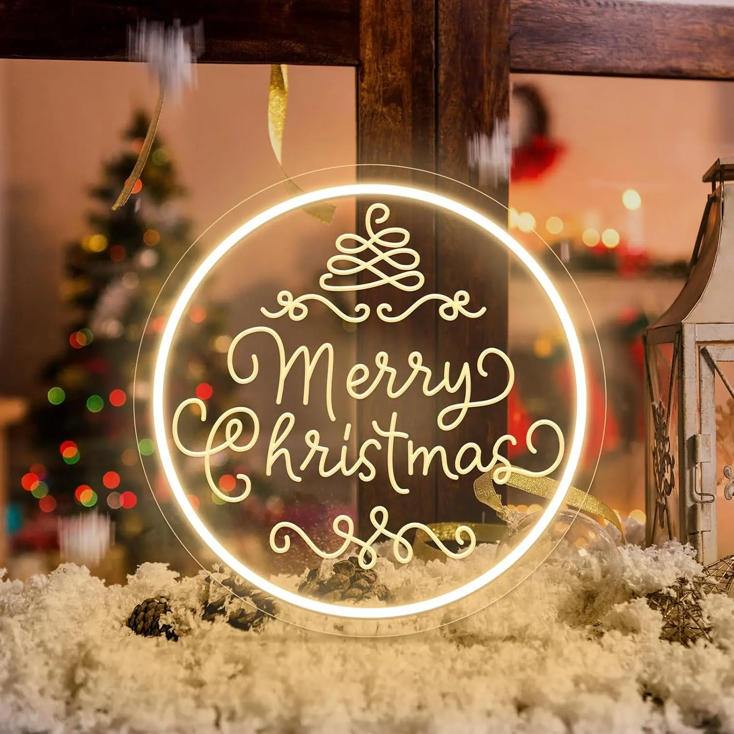 Merry Christmas Neon Sign USB Powered LED Neon Light Wall Hanging Decor for Home Party Holiday Xmas Decoration Gifts