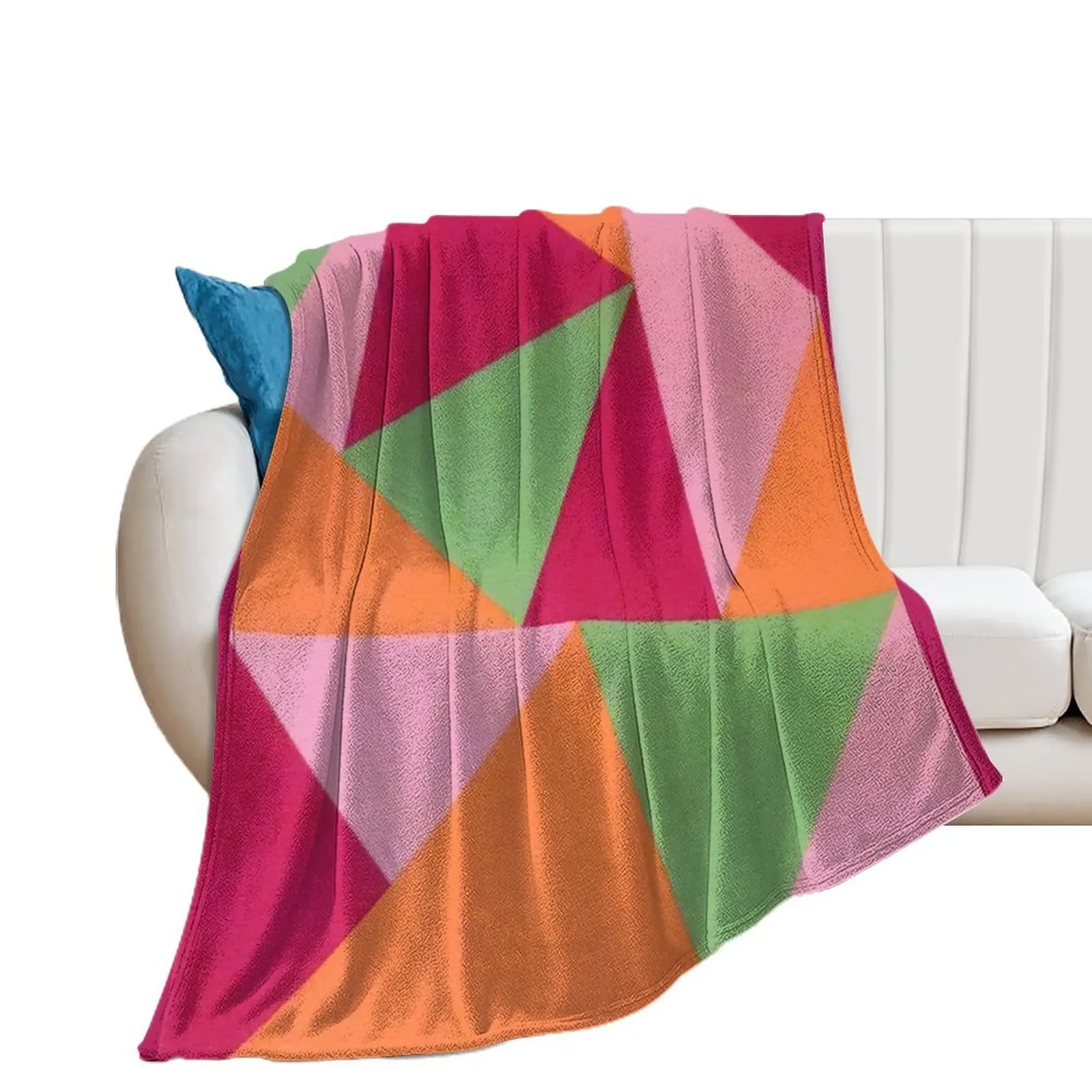 Bright Bermuda Triangles Throw Blanket Soft Plush Plaid Furrys Warm Blankets