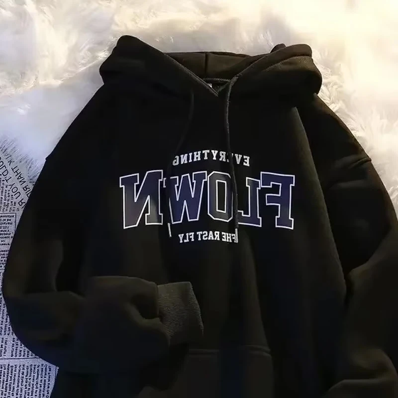 

Hoodie Korean Style Harajuku Retro Printed Y2k Men Women Loose Bf Style Sweater Couple Long-Sleeved Pullover Clothing