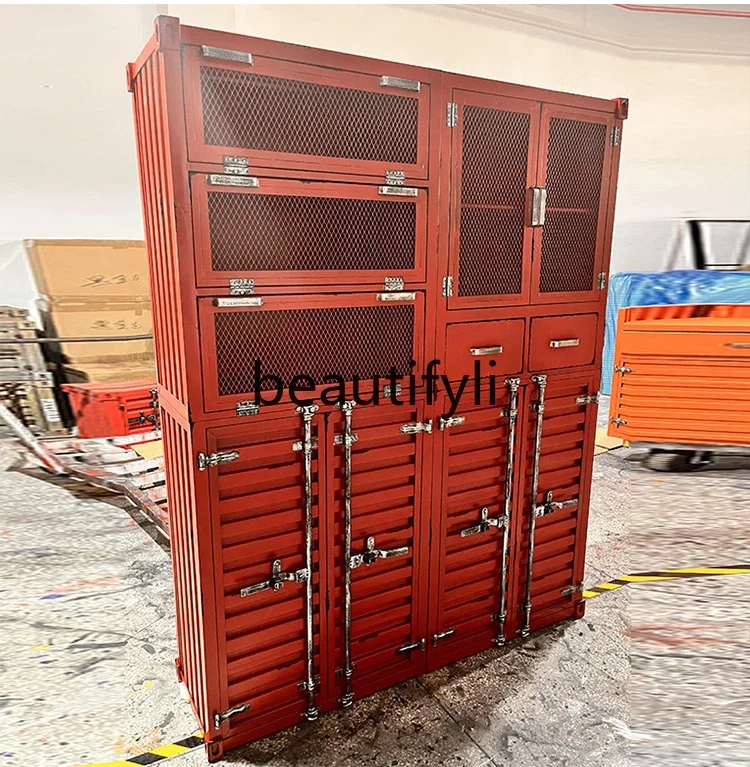 Industrial Style Display Full Wall Iron Art Home Container Creative Art Floor-standing Figurine Storage Bookshelf