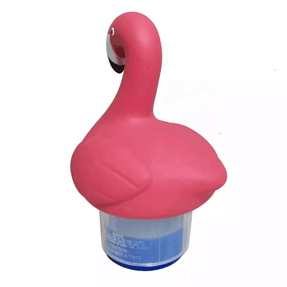 수영장 온수 욕조용 PVC 플라밍고 플로팅 염소 디펜서, 태양 플라밍고 염소 플로터, 어둠 속에서 빛남