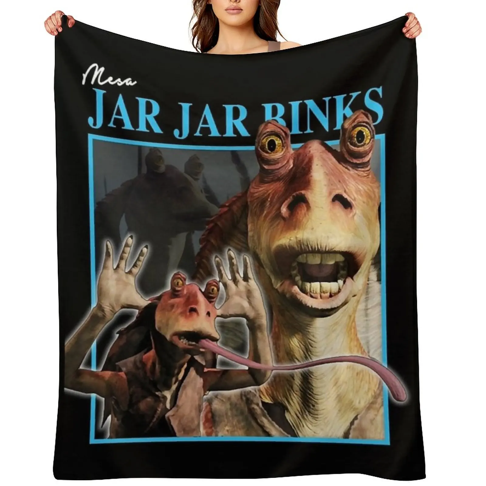 

Retro Jar Jar Binks Graphic Throw Blanket Polar manga blankets ands Blankets