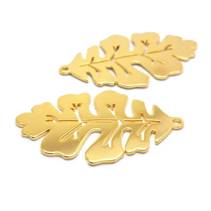 18K Gold Color Brass Tree Leaf Leaves Charms Pendants Jewelry Necklaces Earrings Bracelets Making Supplies Findings Accessories